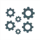 Cogs symbol representing mechanical elements in diagnostics
