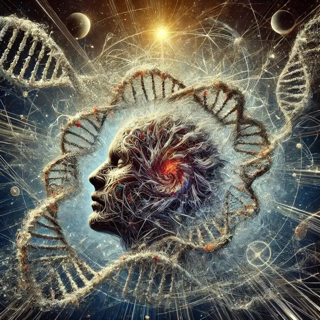 Emergent DNA spiral rising from cognitive signal—depicting OSIRIS translation of thought into biological resonance