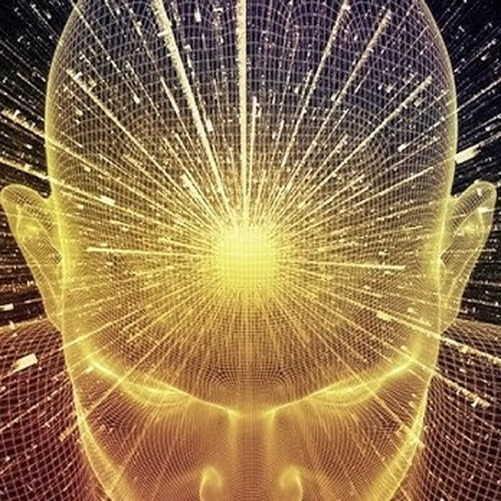 Radiant cognitive signal emerging from head—symbolizing OSIRIS consciousness decoding