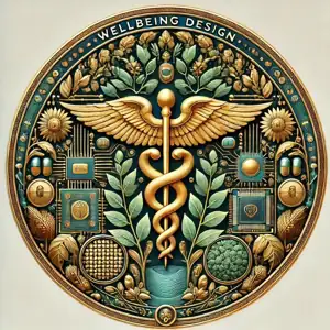 WELLBEING DESIGN emblem for OSIRIS diagnostics – fusion of bio-symbolism and signal logic